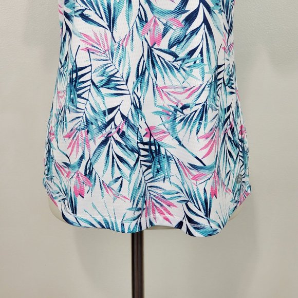 Reel Legends V-Neck Palm Leaf Pattern Short Sleeve Fishing Top, Size S - Picture 3 of 11